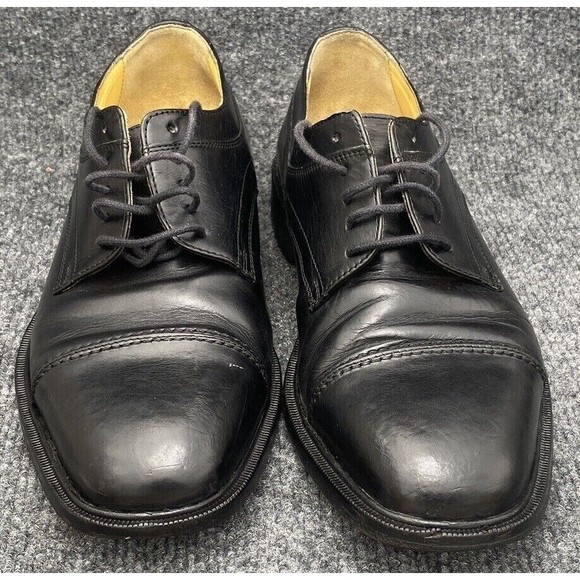 Florsheim Shoes Mens Size 7.5 Imperial Cap Toe Oxford Black Leather Made Italy - Picture 9 of 10